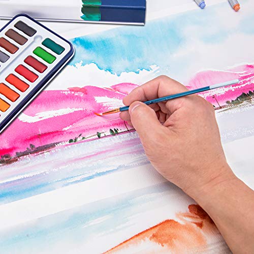 Bianyo Watercolor Paint Set with 24 Colors Watercolor Paper Brush Gift Travel Case Watercolor Set for Students Artists Kids Fun Arts Craft Projects - Thumbnail 4