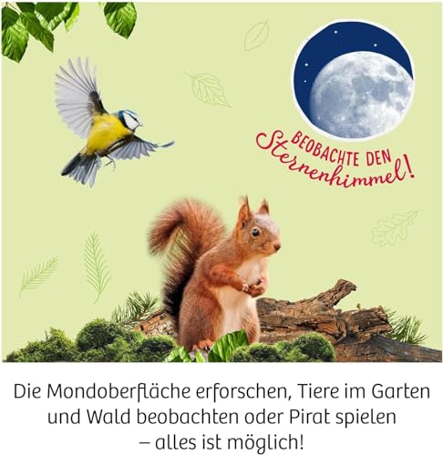 KOSMOS ‎676872 Fernrohr - Entdecke Deine Welt, Linsen-Fernrohr mit 12facher Vergrößerung. Stabiler Okularauszug aus Metall. Für Kinder ab 8 Jahre mit Tipps zur Anwendung und Beobachtungen