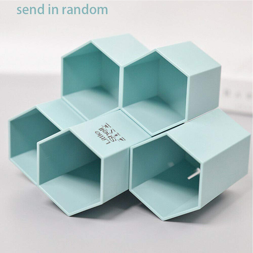 Pot à crayons hexagonal en plastique à 5 compartiments - Style nordique - Organiseur de bureau pour la maison, le bureau, l'école (1 pièce, couleur aléatoire)
