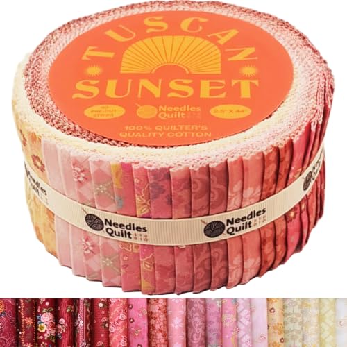 Jelly Roll Fabrics for Quilting Clearance 40 Strip 2.5" x 44" | Cotton Strips Bundles – Perfect Quilting Fabric for Sewing, Precut Quilt Projects, and DIY Crafts (Tuscan Sunset)