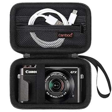 Canboc Capa para câmera Canon PowerShot G7 X Mark II/ G7X Mark III Digital 4K Vlogging, bolsa de câmera de vídeo 4K, bolso de malha com zíper para cabo USB, baterias, preta