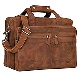 Hochwertige Vintage Lehrertasche für vorbildliche Organisation: Hauptfach für zwei große DIN A4 Aktenordner und Bücher | robustes, widerstandsfähiges Büffelleder für Langlebigkeit und einzigartige Patina