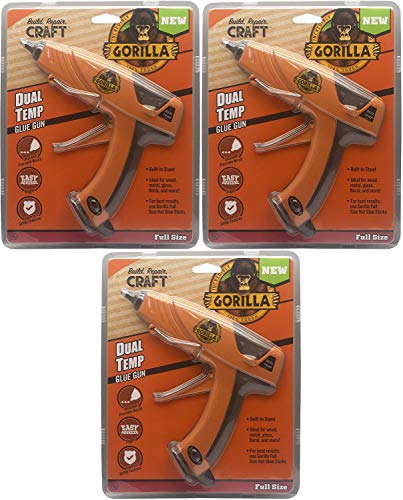 Gorilla 100426 Full-Size Hot Glue Gun, Orange- 3 Item