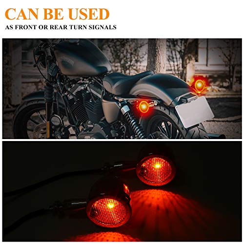 HUSUKU Motorcycle Turn Signal Lights 2pcs Large Chrome Bullet Front Rear Blinker Indicator Light Fit for, Harley Honda Kawasaki Suzuki Yamaha, Most Motorcycle, Street Bike, Scooter, Cruiser,Chopper - Thumbnail 3