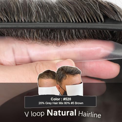 Thin Skin Human Hair Toupee for Men - Natural Wave Style