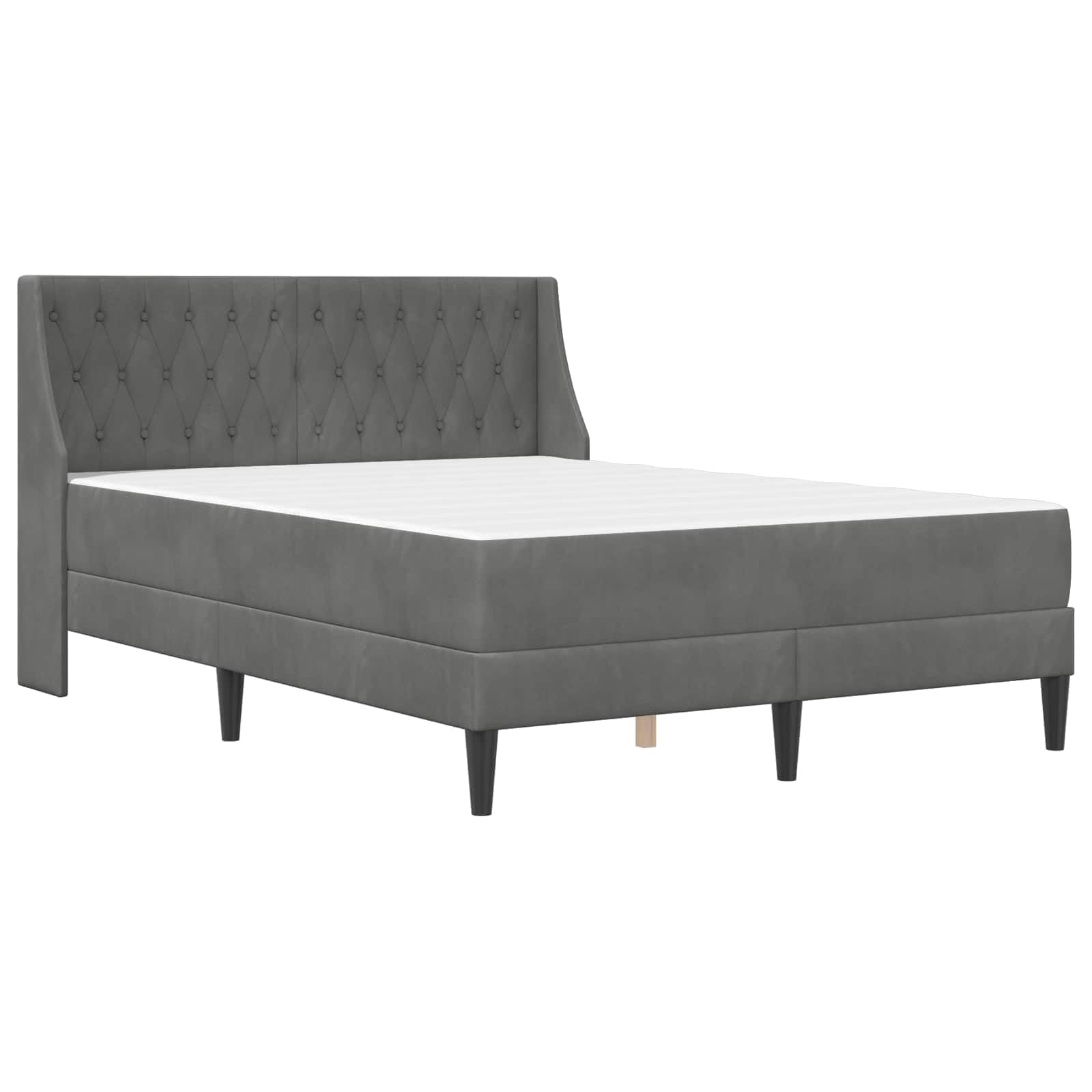 Rama łóżka z materacem, ciemnoszara, aksamitna, 160 x 200 cm, łóżko podwójne z materacem z zimnej pianki, ergonomiczny, oddychający, do sypialni i gości, wygodny stelaż