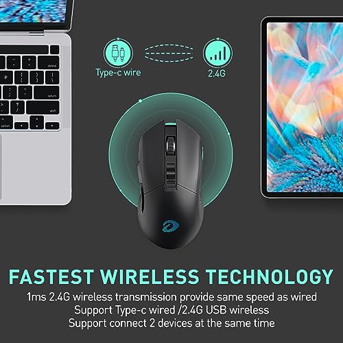 Image of DAREU EM901X Wireless Gaming Mouse with Charging Dock Rechargeable RGB,12K DPI,7 Programmable Buttons High-Precision Sensor [300IPS] [1000Hz] for PC Notebook Mac