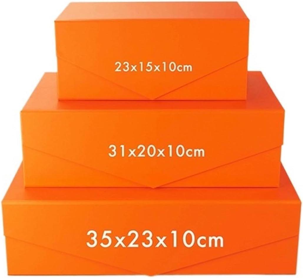 ERJGIKL Magnetic Gift Box 1/2/3pcs Foldable Magnet Clamshell Gift Box For Wedding Birthday Baptism Party Thicken Product Packaging(Orange,1pcs(No Logo),XL)