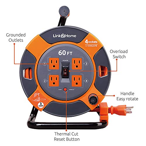 Link2Home Cord Reel 60 ft. Extension Cord - Image 2