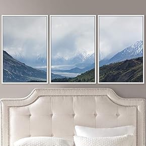signwin 3 Piece Framed Canvas Wall Art Mountain...
