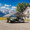 20 x 20 FT Heavy Duty Metal Carport, Galvanized Steel Car Canopy with Reinforced Frame, Outdoor Car Garage Shelter for Pickup Truck, SUV, Motorcycle & Boat, All Weather Protection