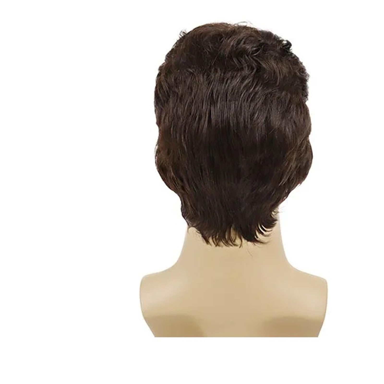 1 szt. Syntetyczna peruka męska kręcone, krótkie fryzury z grzywką naturalny styl przystojny ciemnobrązowe peruki dla mężczyzny mężczyzna Cosplay kostium biznesmena(Dark Brown)