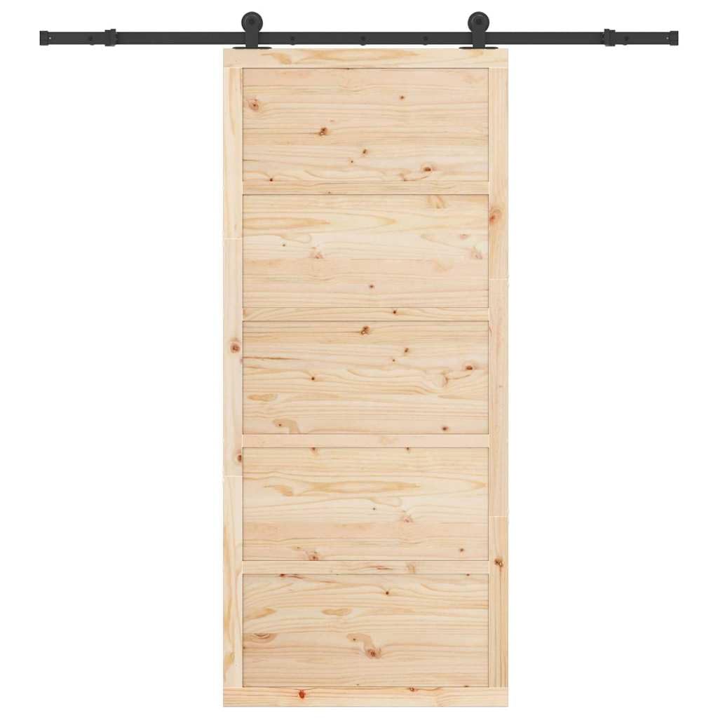 vidaXL Puerta Corredera Natural 90 x 208 cm Madera de Pino Macizo, Puerta Corredera Contemporánea Ajustable, División de Habitaciones Rústica, Acceso Moderno a la Vida, Madera de Pino Interior, Diseñ