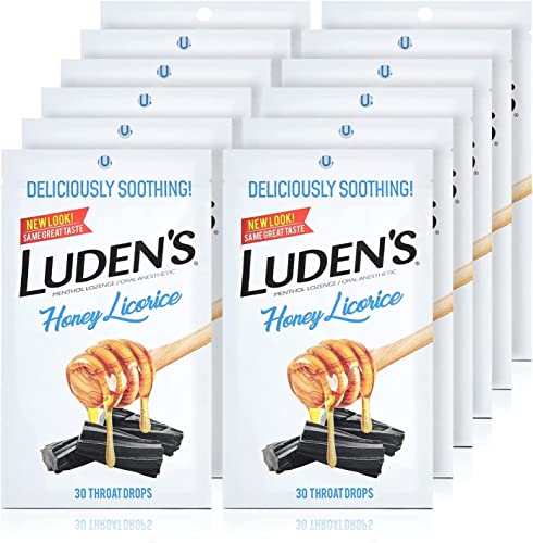 Ludens Honey Licorice Throat Drops | Menthol Lozenge | 30-Count per Pack | 12-Pack