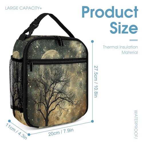 Tree Without Leaves Printed Backpack With Lunch Pack Storage Box Case 3pcs Lightweight Travel Backpack4