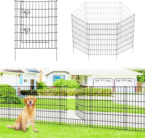 Thealyn Clôture de Jardin en Métal 81 cm H x 71 cm L 4 Panneaux + 1 Porte, pour Chien et Animaux...