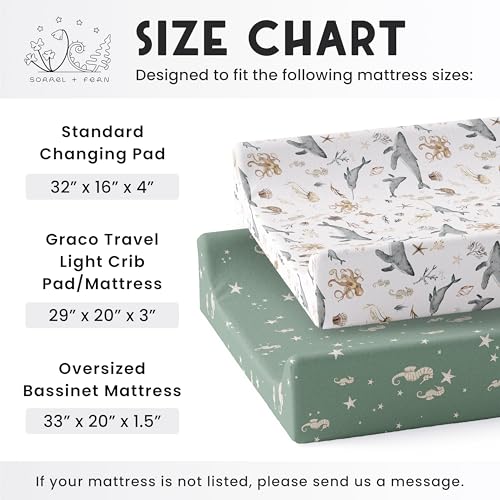 Image of Baby Changing Pad Cover 2-Pack for Boys, Girls (Ocean Odyssey) - Premium Fitted Sheets Baby Diaper Changing Table Cover - Buttery Soft Cotton Blend