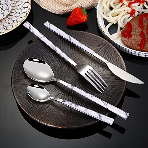 Couverts Imitation Manche En Bois Acier Inoxydable, Ensemble De