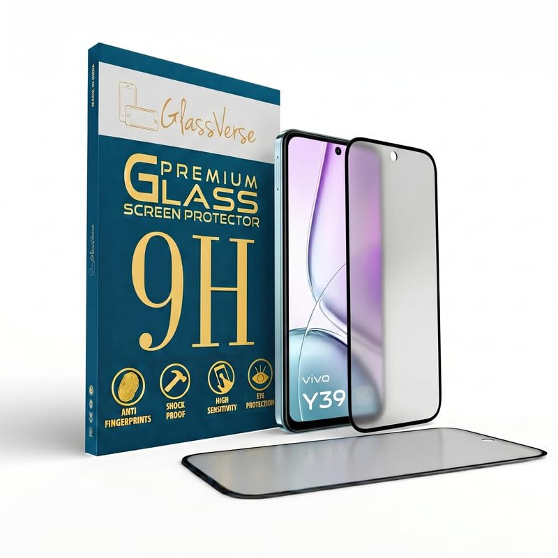 Image of GlassVerse Matte Tempered Glass for Vivo Y39 5G | Anti Glare, Smooth Touch Screen Protector, 9H Hardness, Edge to Edge, Case Friendly, Hassle-less Installation Kit Included. (Pack of 1)