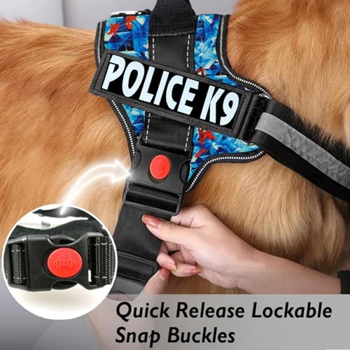 Image of Berlin's PET ACCESSORIES Police K9 Dog Harness with Leash, Dog Vest with Handle, Reflective Adjustable No-Pull Harness Heavy Duty, Nylon, for Training, Patrol, Hiking (Spiderman Print,Medium(13-20Kg))