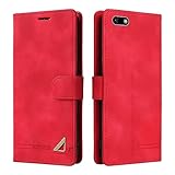 OKZone Kompatibel mit Huawei Y5 2018/Honor 7S Hülle, Halterung Standfunktion Kartenfach Wallet Schutzhülle 360 Grad Stoßfest Premium Leder Schutzhülle Handyhülle für Huawei Y5 2018/Honor 7S (Rot)
