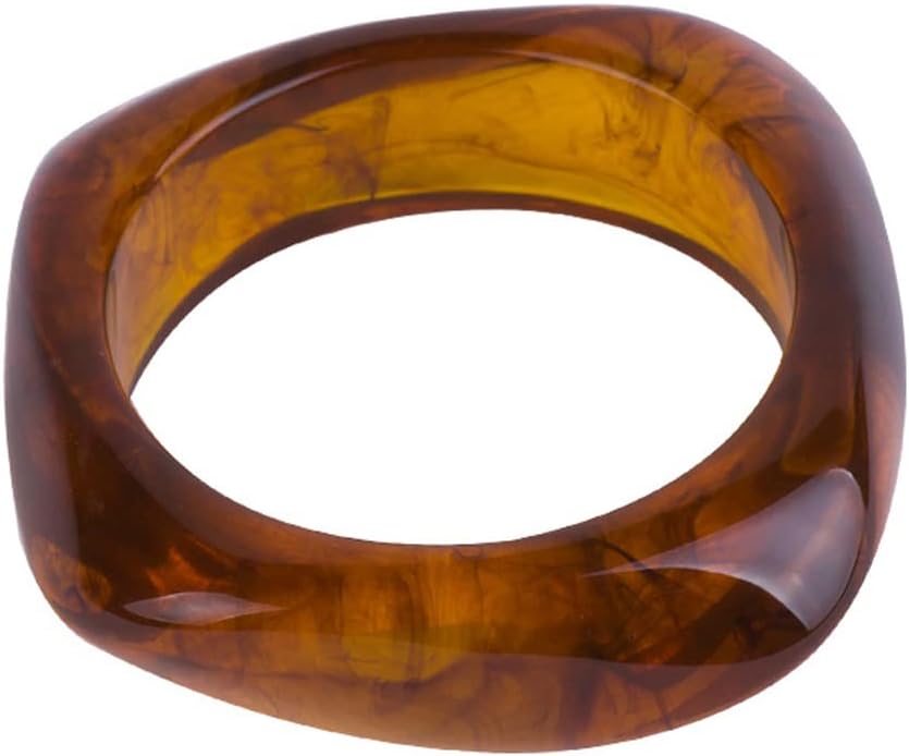 Pingyongchang Multiple Color Square Acrylic Resin Bangle Bracelet Resin Wide Irregular Geometric Plastic Wristbands Cuff Bangle Bracelet for Women Gifts Jewelry