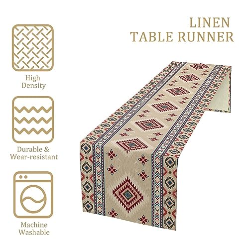 Image of Rustic Ethnic African Table Runner Vintage Tribal Aztec Southwestern Native American Runner for Kitchen Table Dining Room Coffe 13x120 inch