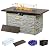 PIZZELLO 43 Inch Propane Fire Pit Table Outdoor Stone Firepit Table Rectangular 50000 BTU Propane Fire Tables for Outside Patio with Wind Guard, Table Lid, Fire Beads, Cover,Pizzello Caldo (Gray)
