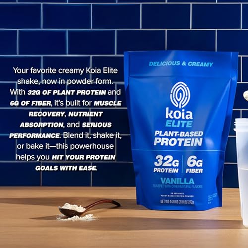 Image of Koia Plant Based Protein Elite Powder, Vanilla, 32g Protein, 4g Sugar, 6g Prebiotic Fiber, Pre & Post Workout, 21 Vitamins & Minerals, Dairy-Free, Gluten-Free, Non-GMO, 24 Servings, 44.8 Oz