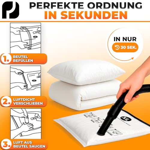PACKDUDE® XL Vakuumbeutel für Bettdecken, Kissen & Kleidung I 4 STÜCK I Größe XL: 100x80cm I Vakuumierbeutel groß I Big Vacuum Bags for Bedding I Große Vakuumbeutel für Bettwäsche, Jacken, Mantel & Co