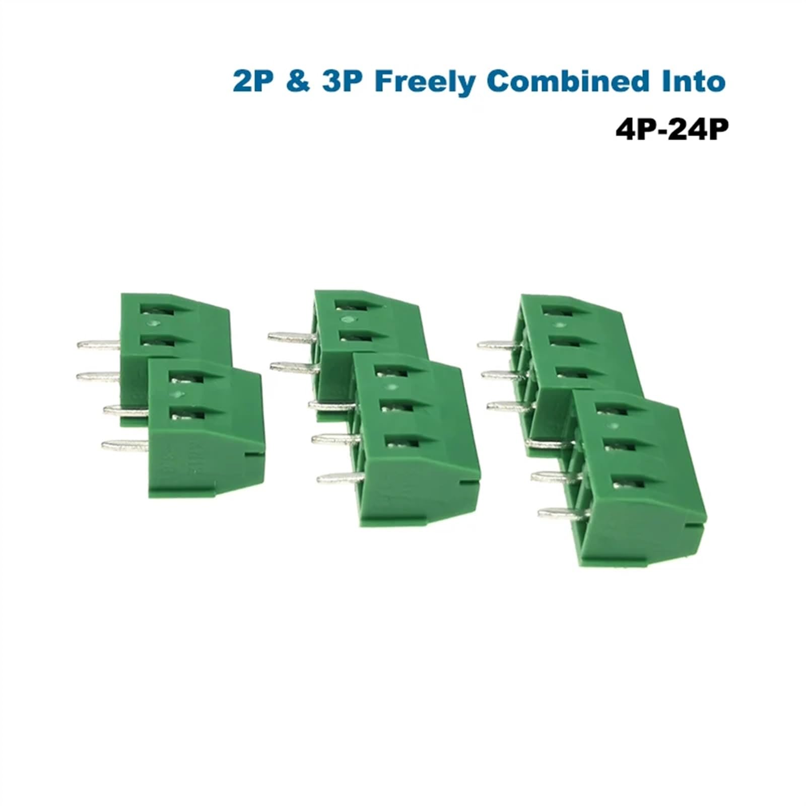 100 pièces vis PCB bornier pas 3.81mm fil câble connecteur Morsettiera broche droite 2P 3P WJ124 Bornier 300V 15A 1.5mm²(2P)
