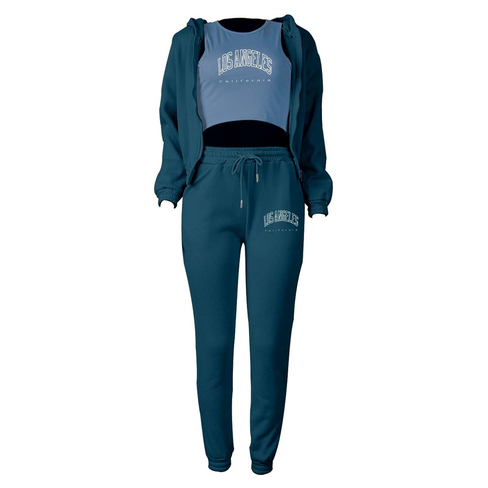 Jogginganzug Damen - Baumwolle Zweiteiler Trainingsanzug Rundhalsausschnitt Einfarbig Damen Jogginganzüge Lässig Tracksuit Mit Tasche Gym Freizeitanzug Casual Solide Sweatershirt Pullover