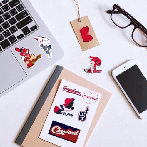 Image of 50 PCS Cleveland American Vinyl Guardians Stickers Pack Baseball Stickers for Water Bottle, Laptop, Bicycle, Computer, Motorcycle, Travel Case, Car Decal Decoration Sticker