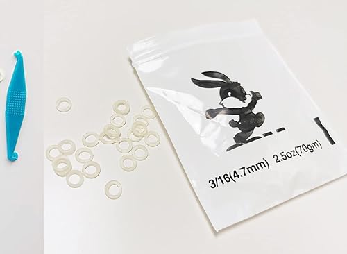 Miniatura 2 de 100 bandas de goma elásticas ámbar 316 de 2.5 onzas, bandas de látex de ortodoncia dental, ideal para rastas, trenzas, colocadores sin nudos