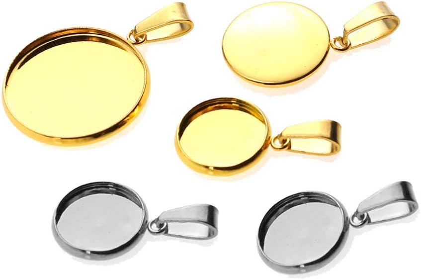EXCEART 20pcs Trays Pendants Stainless Steel Round Cabochons Settings Bezels Base Blanks Charms Kit for Photo Necklace Bracelet Jewelry Making (Silver 14mm) - Image 7