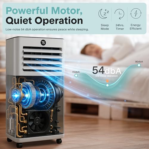 Image of SereneLife Portable Air Conditioner 8000 BTU | 3-in-1 Cooling, Fan and Dehumidifier | 24-H Timer with up to 350 sq ft Coverage | AC Unit for Bedroom, Home & Office | Includes Window Kit & Remote