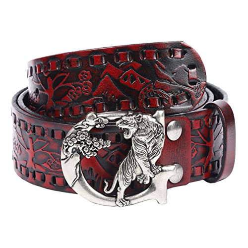 Ceinture en cuir clouté punk avec boucle tigre gravée main