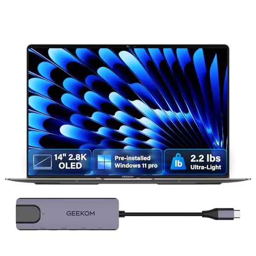 GEEKOM GeekBook X14 Pro Laptop, 2.2lbs Ultra Thin 14" 2.8K OLED Laptop Computer, Ultra 9 185H, 32GB LPDDR5x 7500MHz RAM 2TB SSD, Up to 16 Hour, 2X USB4, Fingerprint, Hub, Copilot, Windows 11 Pro