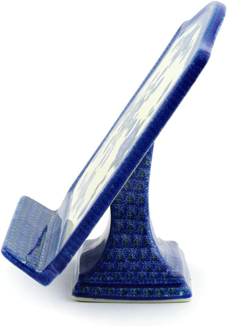 Polmedia Polish Pottery Book Stand - Blue Poppies Pattern Handmade in Boleslawiec Poland by Ceramika Artystyczna + Certificate of Authenticity