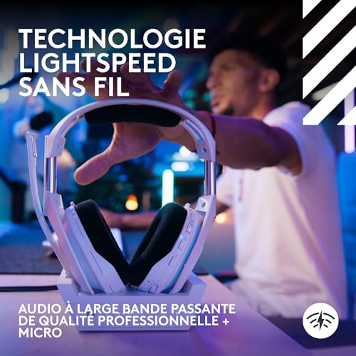 Logitech G Astro A50 X LIGHTSPEED, casque gaming sans fil + station d’accueil, PRO-G GRAPHENE,PLAYSYNC, Xbox Series X|S, PS5, PC,Nintendo Switch/Switch 2, Bluetooth,dispositif de relais HDMI 2.1-Blanc