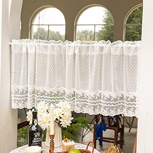V3VOGUE Rideau Brise Bise en Dentelle Vintage - Rideaux Voilage pour Rideau Court De Cuisine - Stores Court- pour Placard Salle De Bain Petite Fenêtre Demi-Draperie, 1 Pièce Cover