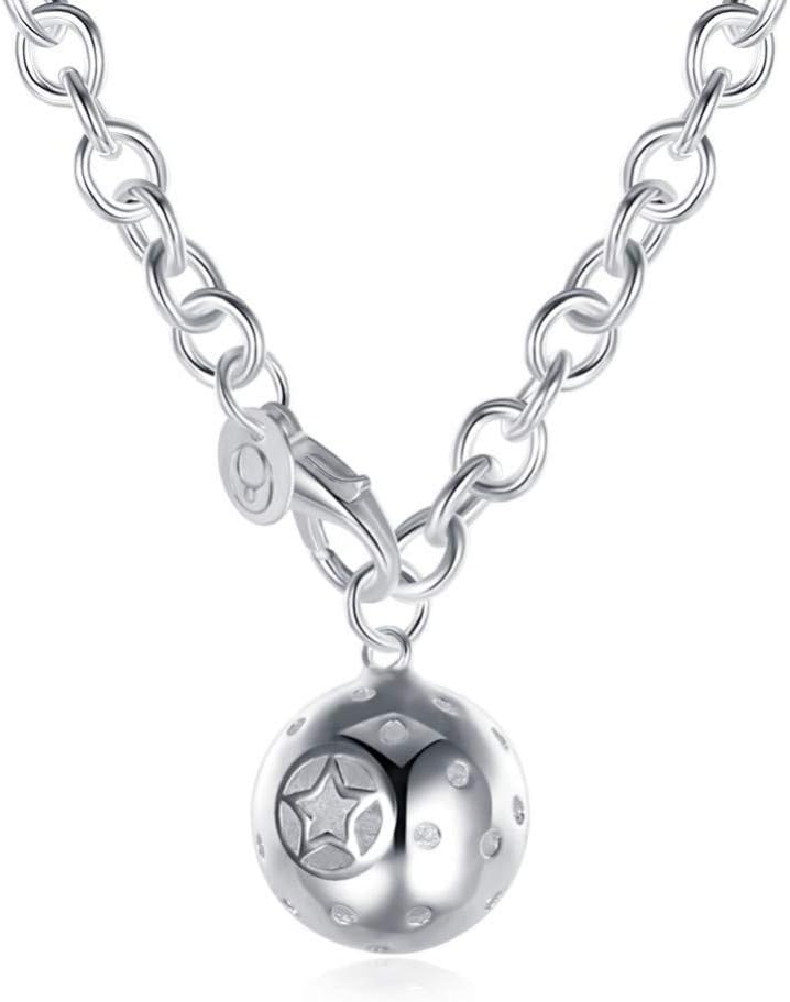 Elegant Necklace Chain Collar 925 Silver Chain Necklace Wedding Jewelry for Women Hanging Ball 18 Inch Ball Silver Necklace Collar Colar Drop