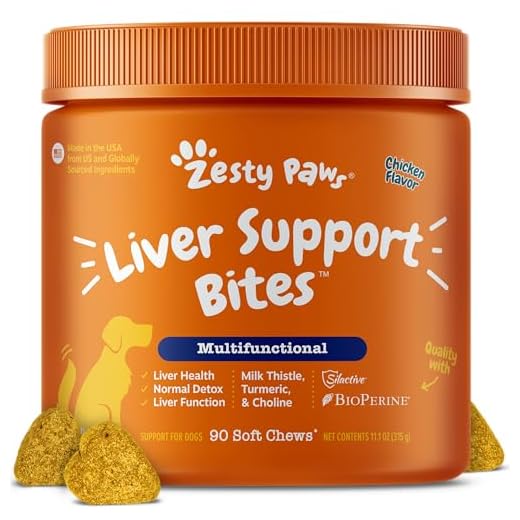 Zesty Paws Liver Support Supplement for Dogs - with Milk Thistle Extract, Turmeric Curcumin, Choline - Soft Chew Formula - for Dog Liver Function