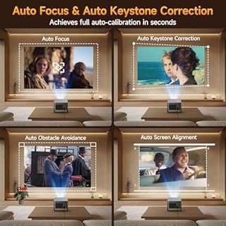 Smart Projector with Google TV, 4K Support Portable Mini Projector with Wifi and Bluetooth, Auto Focus & Obstacle Avoidance, TV Stick, 650 ANSI & Voice Control, HY350GT Home Theater Proyector Outdoor