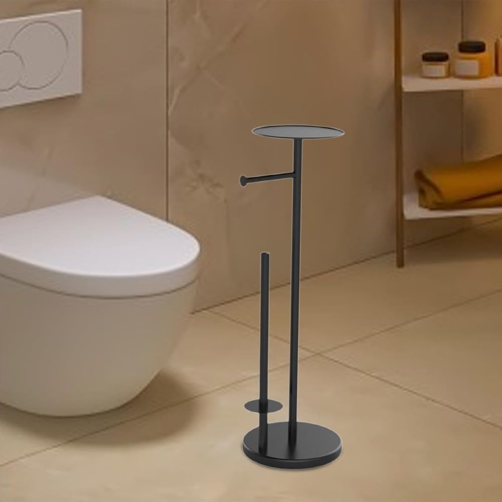 自立式トイレットペーパーホルダー 棚付き予備収納ポータブルバス