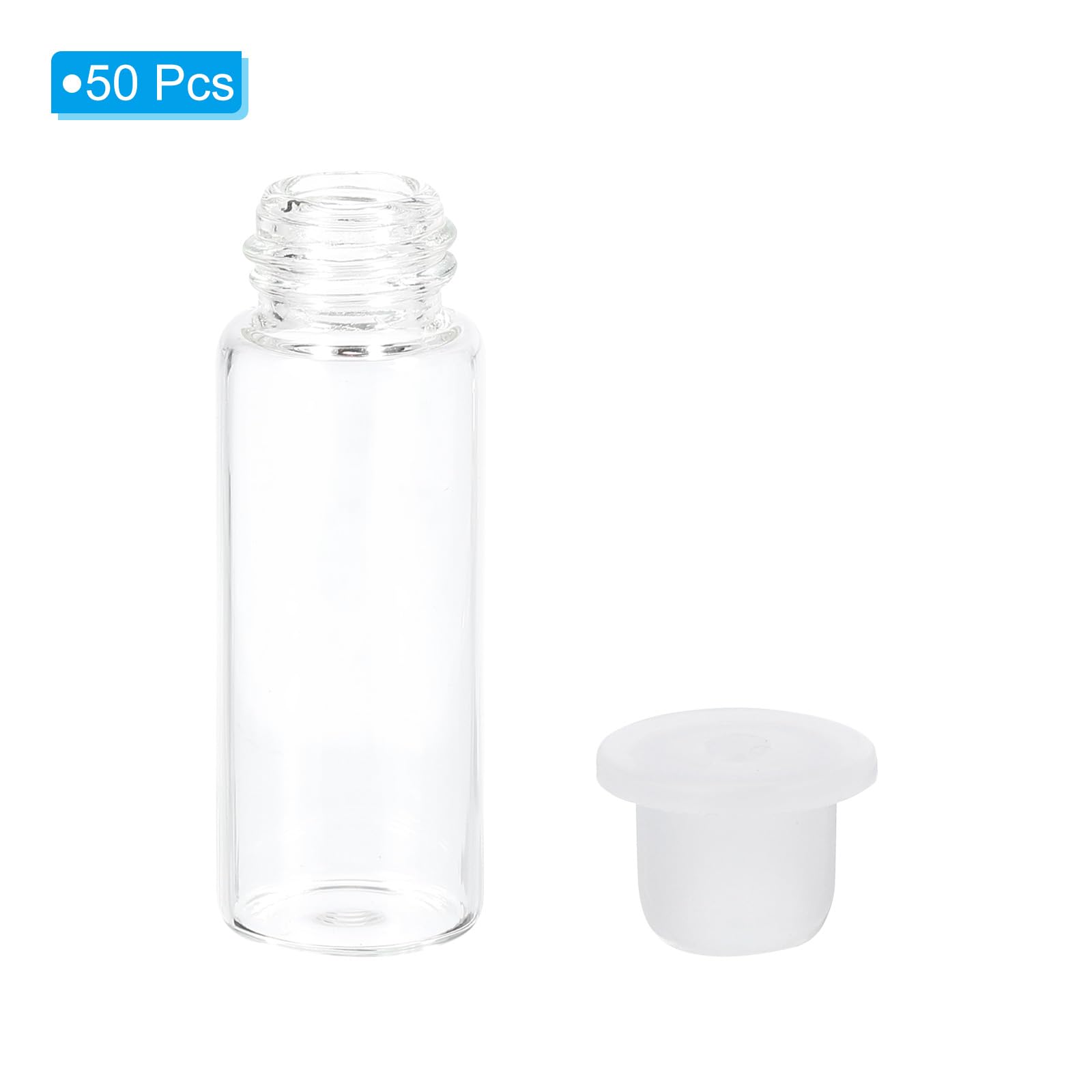 50 Pack 1ml Clear Glass Sample Vials For Essential Oils,Empty Glass Roller Bottle With Stainless