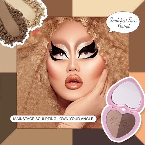 Image of KimChiChic Beauty Thailor Contour Duo, 2-in-1 Sculpting Makeup Palette, Blendable Matte Contour Powder, Heart-Shaped Compact with Mirror, Cruelty-Free, Coco Cocoa, 0.28 oz
