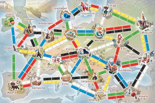 Image of Asmodee Ticket to Ride Europe First Journey Board Game - Strategic Train Adventure, Family Fun for Kids & Adults, Ages 6+, 2-4 Players, 15-30 Minute Playtime