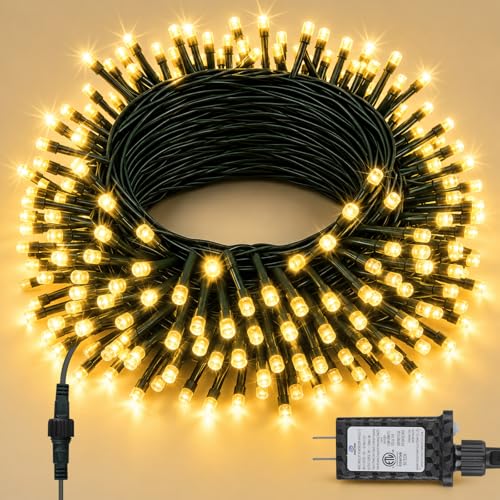MGYIF 66FT 200 LED Christmas Light, Twinkle Xmas Lights with 8 Modes and Timer, Outdoor Waterproof Christmas Tree Lights for Room Bedroom Wedding Party Holiday Decorations, Warm White