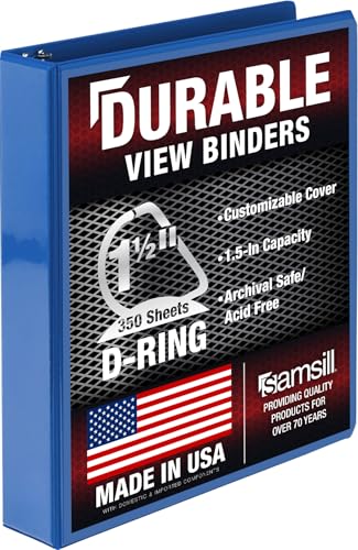 Image of Samsill Durable 1.5 Inch Binder, D Ring Binder, 100% Recycled Chipboard, Blueberry